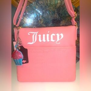 Free Keychain Juicy Couture Macroon Pink Embossed Crossbody Messenger Bag